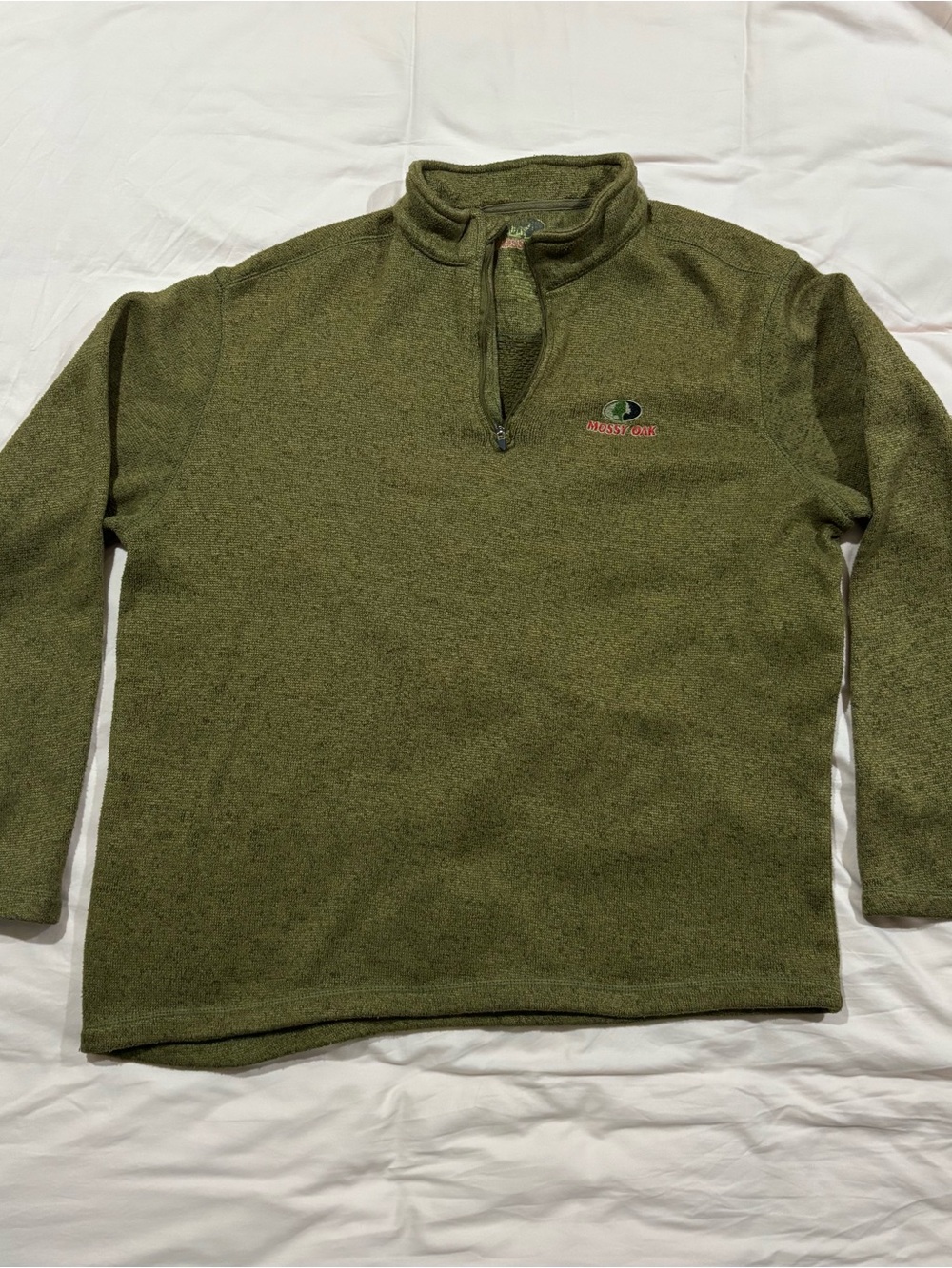 Mossy Oak Men's Olive Green Half-Zip Pullover Sweater